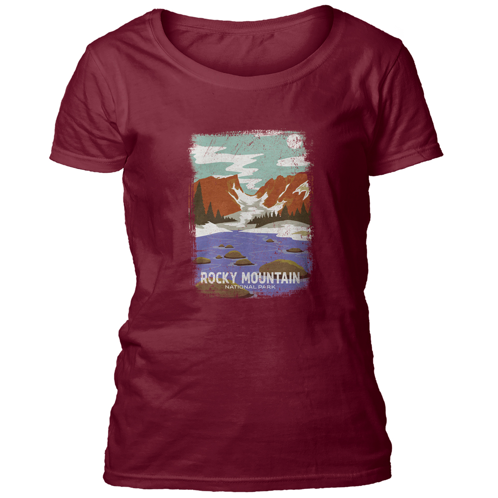 Rocky Mountains NP Red Women's Scoop T-shirt