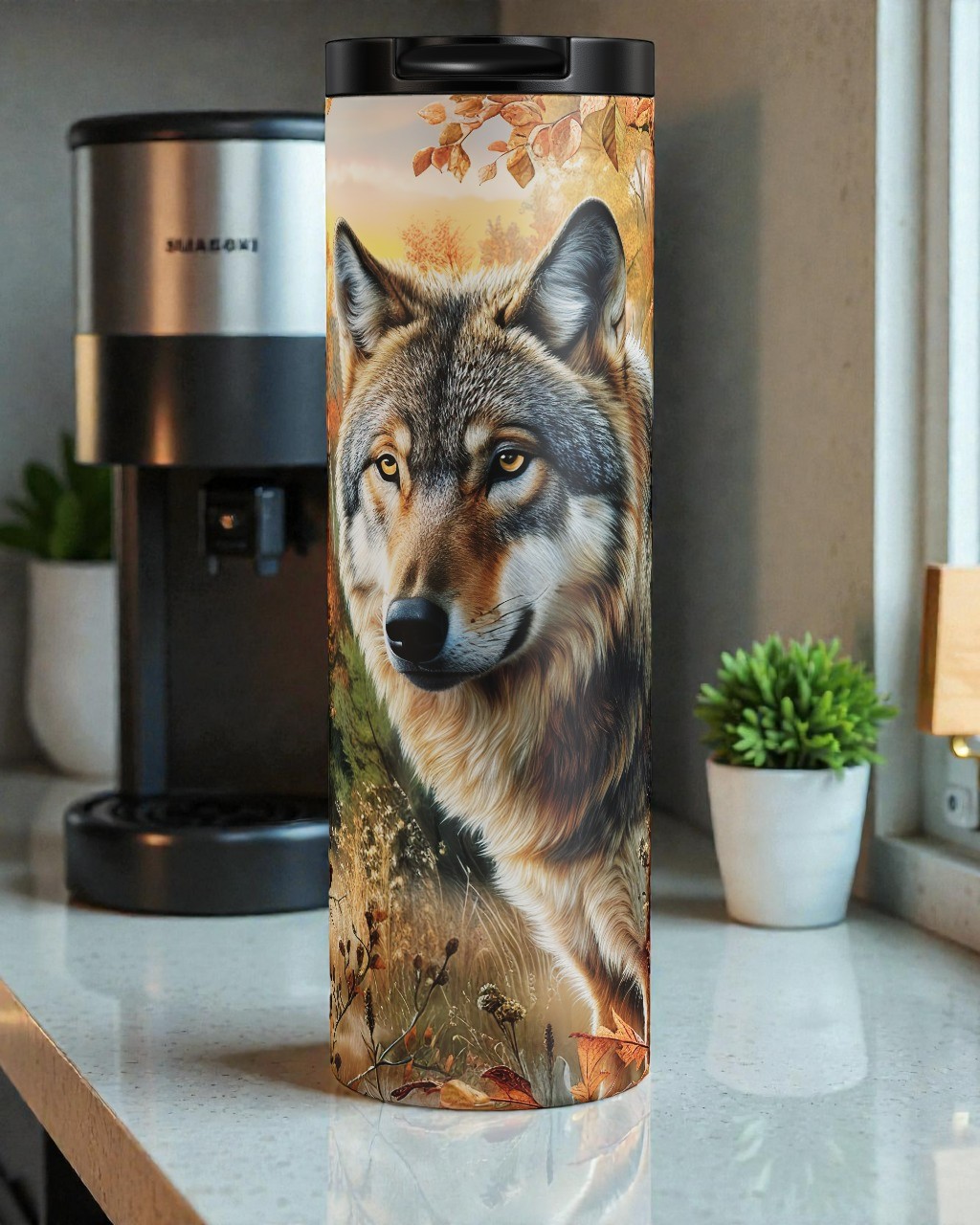 Forest Wolf Portrait Tumbler