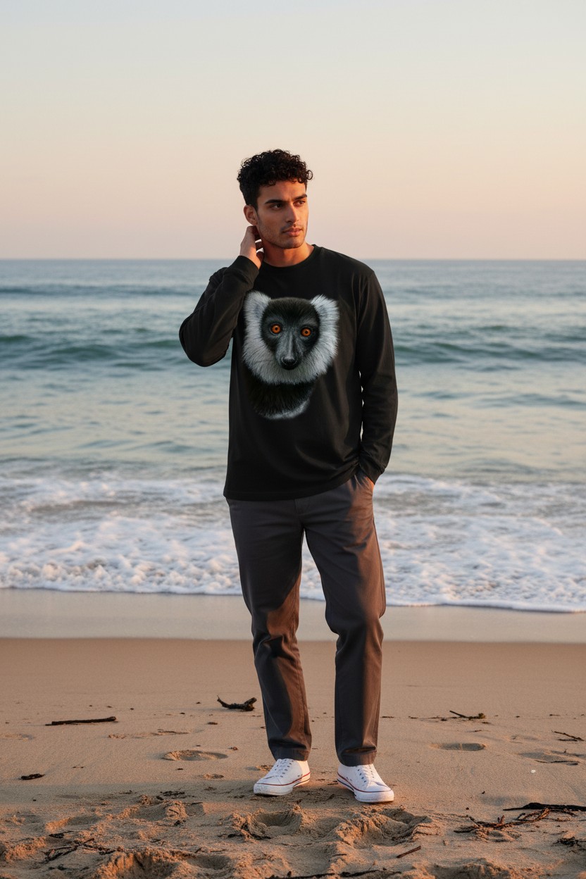Black And White Ruffed Lemur Longsleeve