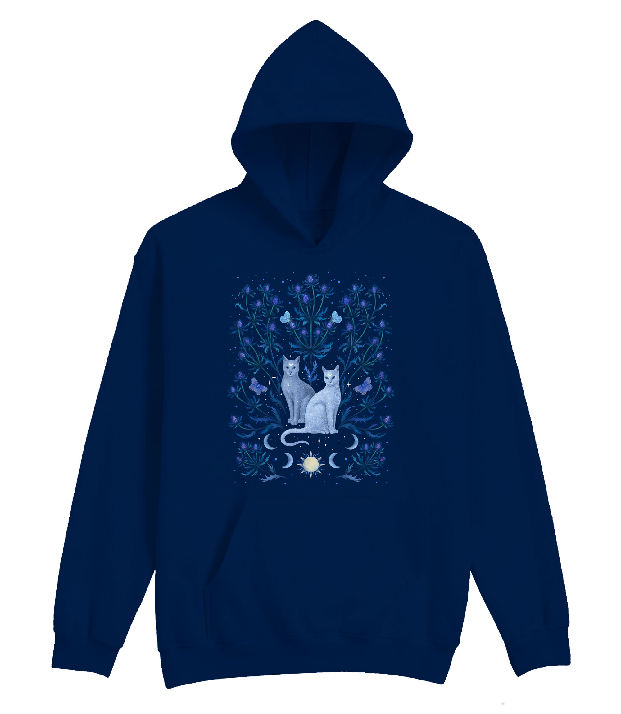Blue Thistle Cats Hoodie