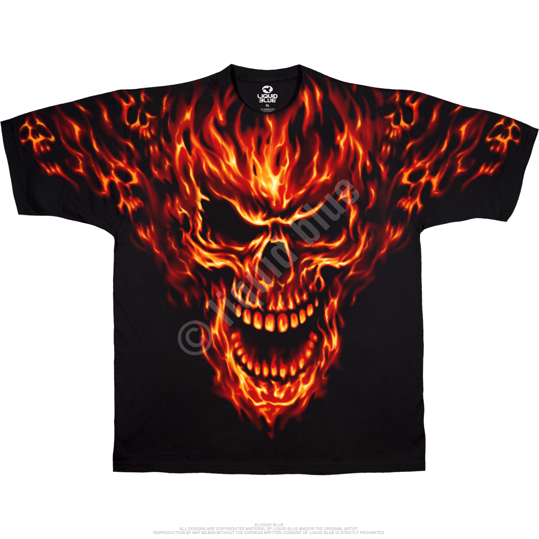 31651f__85205 Raging Inferno Skull T-shirt