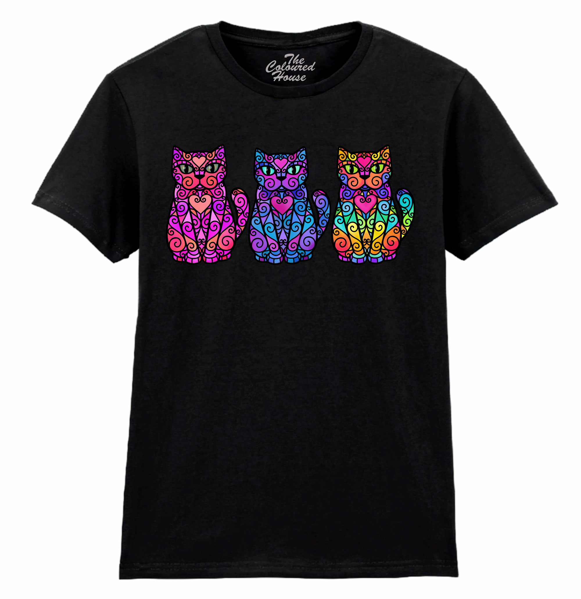 Colorful 3 Cats Ladies T-shirt
