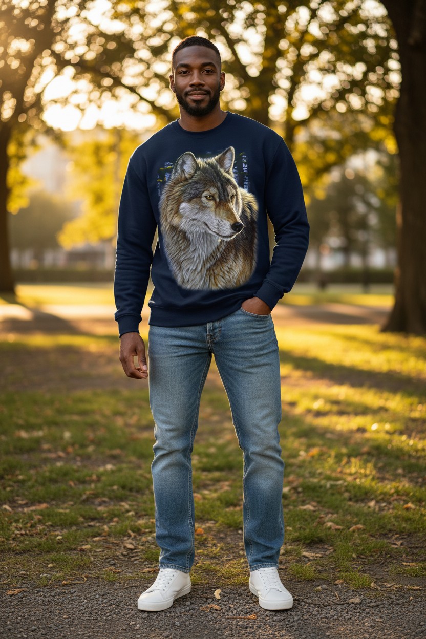 Evening Wolf Portrait Sweater