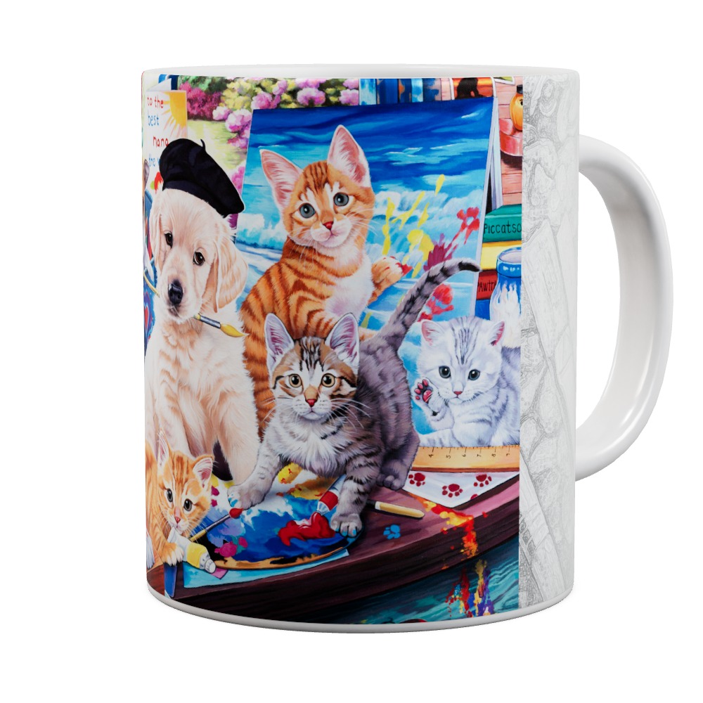 Puppies And Kittens In The Art Studio Mug