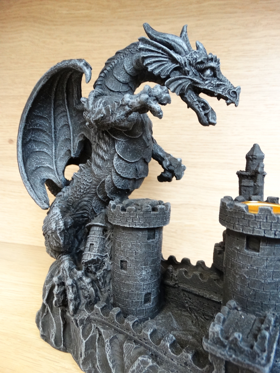 Black Dragon - tealight and candle holder - 45cm