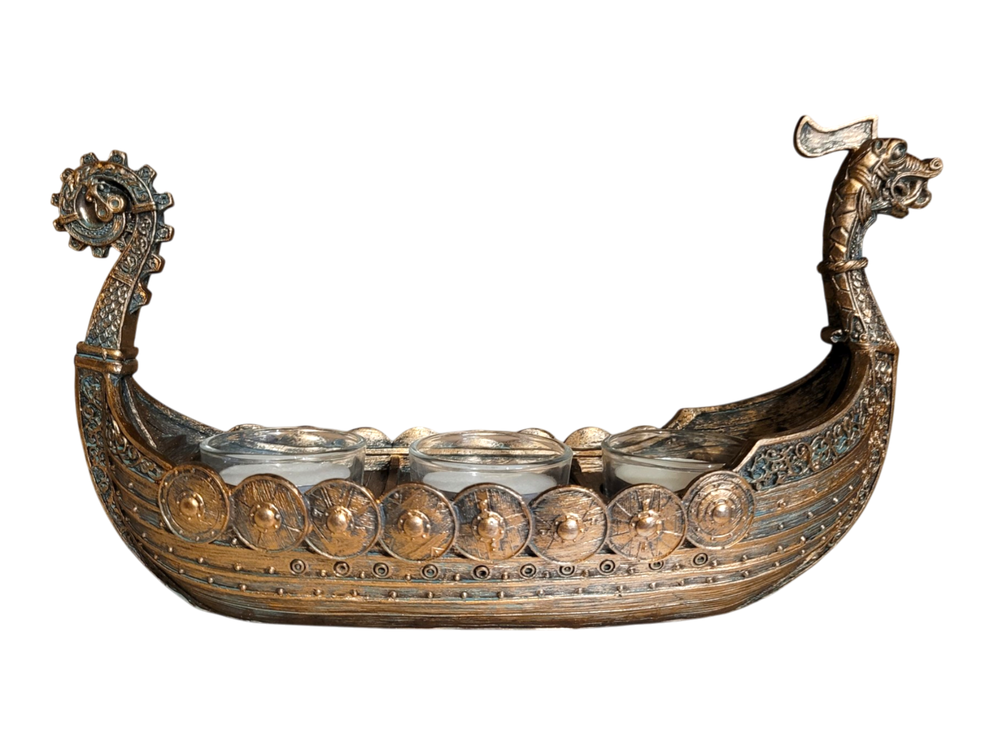Tealight Holder Viking Ship , 3 tealights